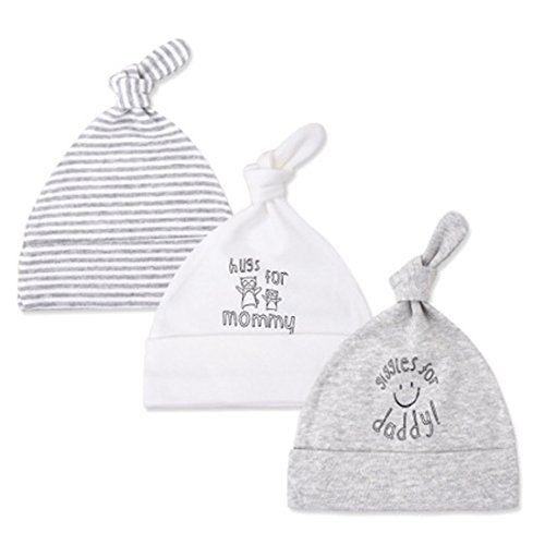 CuteOn 3 Paquete Bebé Beanie Nudo Sombrero Recién Nacido Chicos Chicas Algodón Ajustable Gorra para Bebé 2-8 Meses