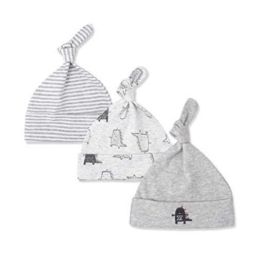 CuteOn 3 Paquete Bebé Beanie Nudo Sombrero Recién Nacido Chicos Chicas Algodón Ajustable Gorra para Bebé 2-8 Meses