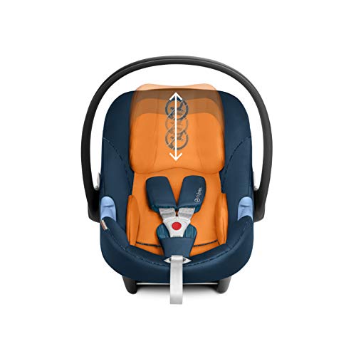 Cybex Gold - Portabebé Aton M, en contra de la marcha, incluye reductor para recién nacido, desde el nacimiento hasta aprox. 18 meses, max. 13 kg, premium black