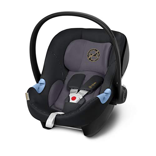 Cybex Gold - Portabebé Aton M, en contra de la marcha, incluye reductor para recién nacido, desde el nacimiento hasta aprox. 18 meses, max. 13 kg, premium black