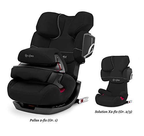 Cybex Silver Pallas 2-Fix 515111005 Silla de Coche 2 en 1, Grupo 1/2/3, Colección de Color 2019, Negro (Pure Black)