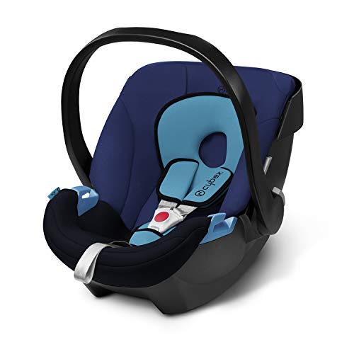 Cybex Silver - Portabebé Aton, en contra de la marcha, incluye reductor para recién nacido, desde el nacimiento hasta aprox. 18 meses, max. 13 kg, blue moon