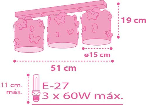 Dalber 62143 - Lámpara colgante, 3 luces, diseño mariposas