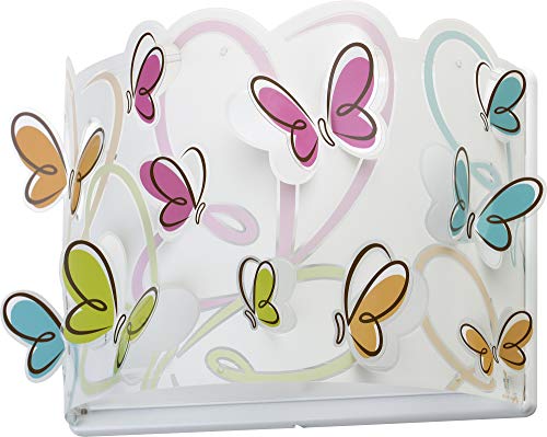 Dalber Lámpara Aplique Pared infantil Butterfly Mariposas Multicolor, 60 W