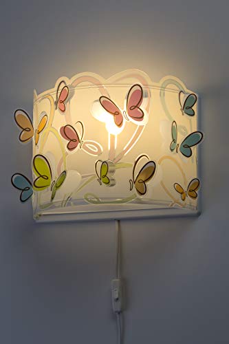 Dalber Lámpara Aplique Pared infantil Butterfly Mariposas Multicolor, 60 W