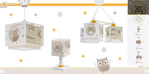 Dalber Lámpara Infantil de techo Good Night Búhos Beige animales, 60 W