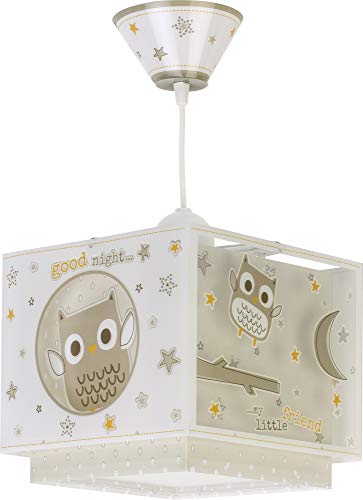 Dalber Lámpara Infantil de techo Good Night Búhos Beige animales, 60 W