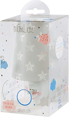 Dalber Stars Luz nocturna quitamiedos estrellas infantil enchufe led gris, 0.3 W