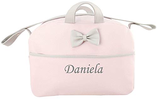 danielstore- Bolso Personalizado Bebe Carrito bebe con nombre bordado. Kona + Regalo de un babero