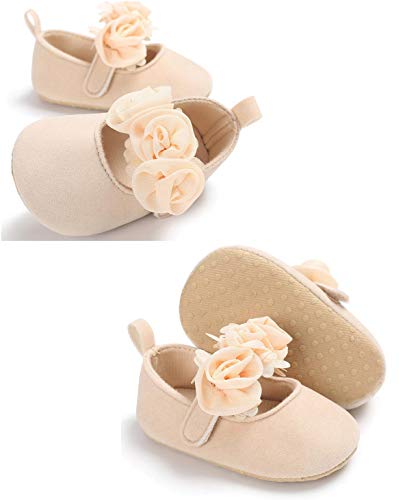 DEBAIJIA Bebé Niña Zapato de Fiesta Princesa con Cinta Mágica para 6-18 Meses Niños Recién Nacido Primeros Pasos Zapatos de Cuero Moda Casual Antideslizante Suave Suela Primavera Flor