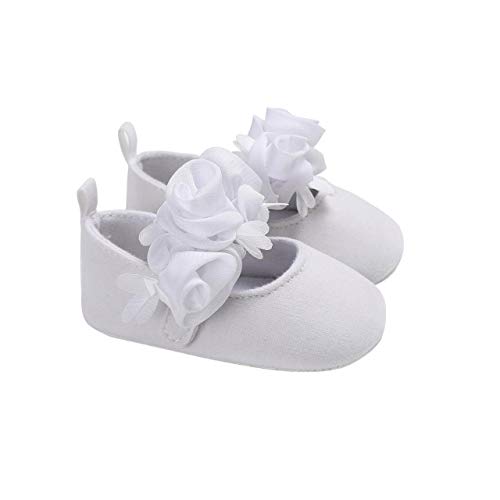 DEBAIJIA Bebé Niña Zapato de Fiesta Princesa con Cinta Mágica para 6-18 Meses Niños Recién Nacido Primeros Pasos Zapatos de Cuero Moda Casual Antideslizante Suave Suela Primavera Flor