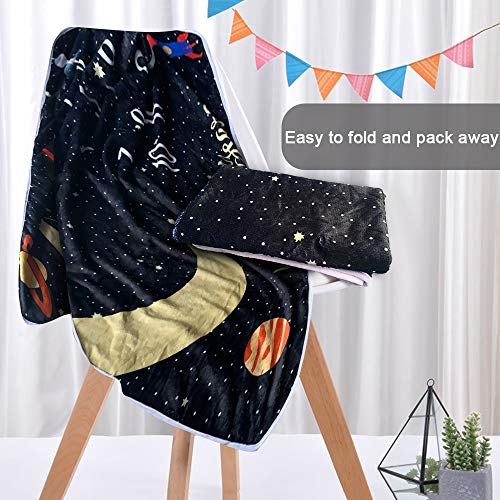 Decdeal Mantas de Bebé Ropa de Cama para Niños de Franela Que Hay Patrón Noche Cielo Luna Estrellas 40 * 28 Pulgadas