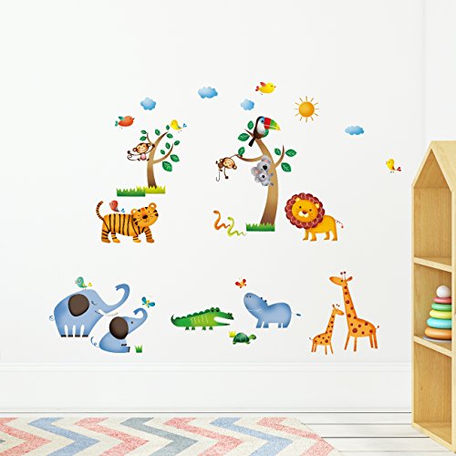 DECOWALL DW-1206 Animales Salvajes de la Jungla Vinilo Pegatinas Decorativas Adhesivas