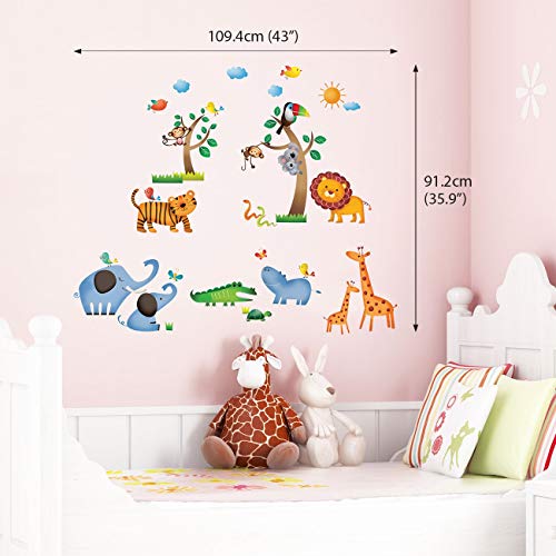 DECOWALL DW-1206 Animales Salvajes de la Jungla Vinilo Pegatinas Decorativas Adhesivas