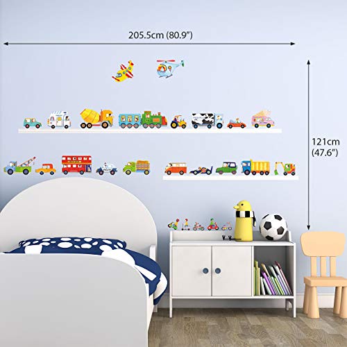 DECOWALL DW-1405 Los Transportes Vinilo Pegatinas Decorativas Adhesiva Pared Dormitorio Salón Guardería Habitación Infantiles Niños Bebés