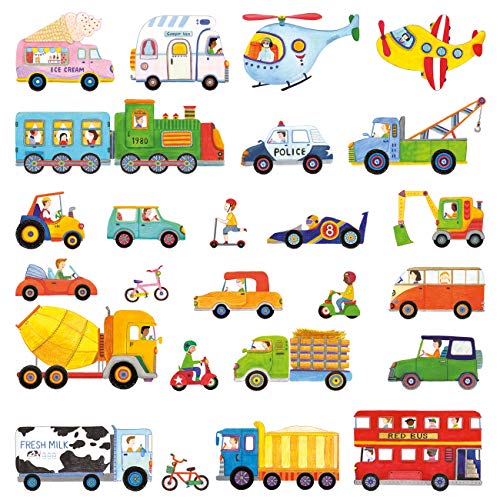 DECOWALL DW-1405 Los Transportes Vinilo Pegatinas Decorativas Adhesiva Pared Dormitorio Salón Guardería Habitación Infantiles Niños Bebés