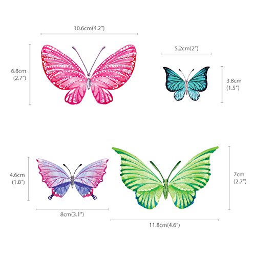 DECOWALL DW-1602 Mariposas en Acuarela Vinilo Pegatinas Decorativas Adhesiva Pared Dormitorio Salón Guardería Habitación Infantiles Niños Bebés