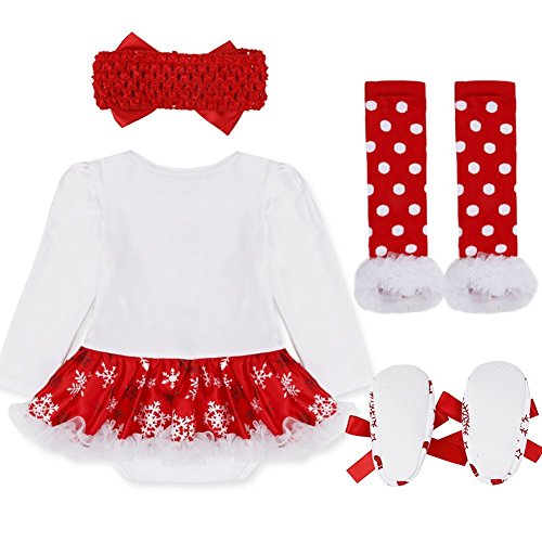 Decstore Bebé Niña Mi Primero Navidad Traje Fiesta Vestido Tutu Conjuntos 4PCS Set