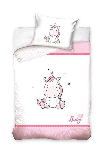 DHestia - Juego de Funda Nórdica 100% Algodón Natural para Cuna de Bebé Unicornio Baby1910017