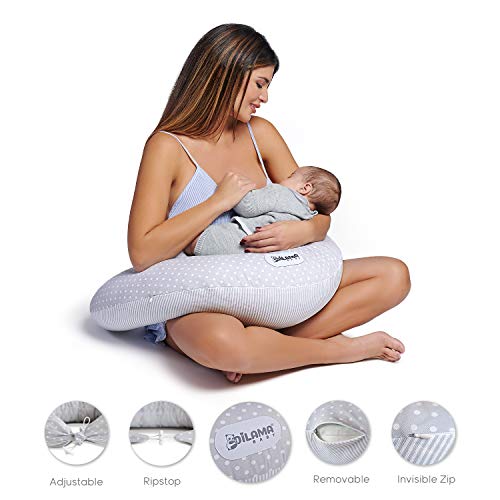 Dilamababy Almohada Embarazada para Dormir Cojin Lactancia en Copos de Memory y Waterfoam Almohada Embarazo Viscoelastica Multifuncional Ideal para Mama y Bebé Tela 100% Algodón Certificado Oeko-Tex