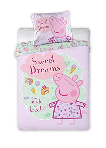 Disney III - Juego de cama infantil (2 piezas, 100% algodón, 40 x 60 cm y 100 x 135 cm, con cremallera) rosa Peppa Pig rosa Talla:tamaño: 100 x 135 cm + 40 x 60 cm