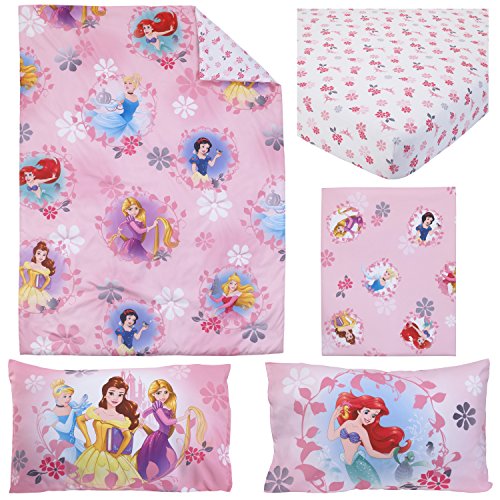 Disney Princesa Cama infantil, 4 piezas, color rosa