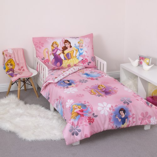 Disney Princesa Cama infantil, 4 piezas, color rosa