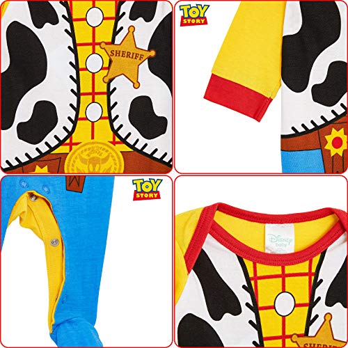 Disney Toy Story Disfraz Bebe, 100% Algodon Ropa de Bebe Niño, Pijama Disfraz Woody Toy Story, Bodies Bebe Manga Larga con Pie, Regalos Baby Shower Niño Recien Nacido-18 Meses (Recién Nacido)