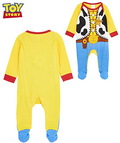 Disney Toy Story Disfraz Bebe, 100% Algodon Ropa de Bebe Niño, Pijama Disfraz Woody Toy Story, Bodies Bebe Manga Larga con Pie, Regalos Baby Shower Niño Recien Nacido-18 Meses (Recién Nacido)