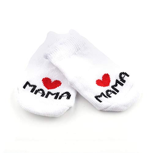 Distinct® calcetines de algodón de bebé I Love Mama + te amo PaPa niños bebés recién nacidos niñas calcetines - 2 pares