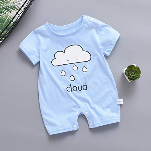 Divertido Pijama,K-Youth Mameluco Bebe Niña Recien Nacido Ropa Bebe Niño Verano Body Bebe Pelele Bebe Niño Mono para Niñas Bodies Bebés Niños Ropa de Dormir Infantil Unisex (Azul Claro, 12-18 Meses)