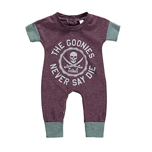 Divertido Pijama,K-Youth Pelele Bebe Niño Calavera Impresas Bodies Bebe Manga Corta Mameluco Bebe Niña Body Bebé Recien Nacido Mono para Niños Pelele de Bebés Niñas Ropa de Dormir (Gris, 6-12 Meses)