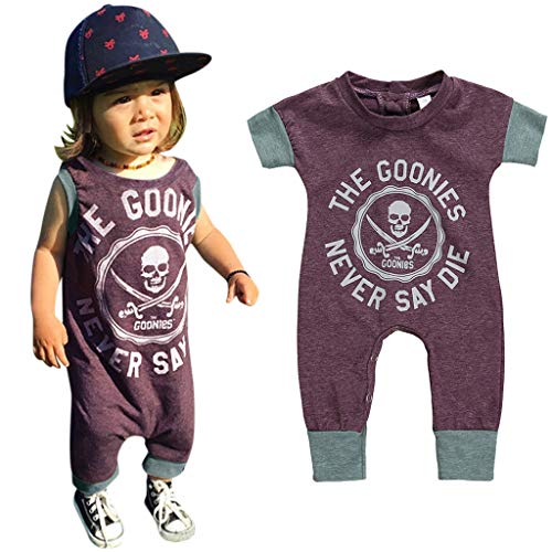 Divertido Pijama,K-Youth Pelele Bebe Niño Calavera Impresas Bodies Bebe Manga Corta Mameluco Bebe Niña Body Bebé Recien Nacido Mono para Niños Pelele de Bebés Niñas Ropa de Dormir (Gris, 6-12 Meses)