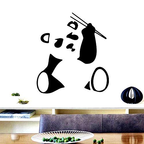 DIY art cartoon cute panda con palillos pegatinas de pared PVC mural art DIY póster negro plástico pegatinas de pared dormitorio decoración de jardín de infantes habitación de niños regalos 84 * 94 cm