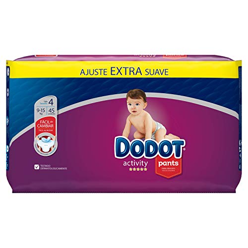 Dodot Activity - Pants Pañal-Braguita Talla 4, Fácil de Cambiar con Canales de Aire, 45 Pañales, 9 a 15 kg