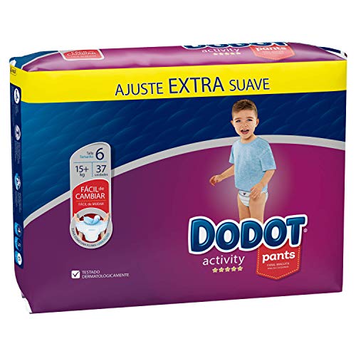 Dodot Activity - Pants Pañal-Braguita Talla 6, Fácil de Cambiar con Canales de Aire, 37 Pañales, 15+ kg