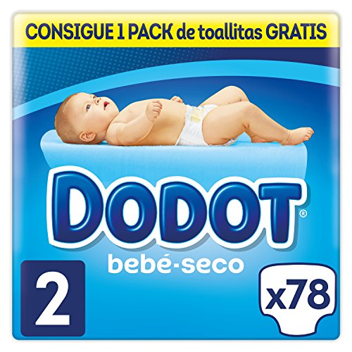 Dodot Bebé-Seco Pañales Talla 2, 78 Pañales, el unico Pañal con canales de Aire, 4 a 8 kg