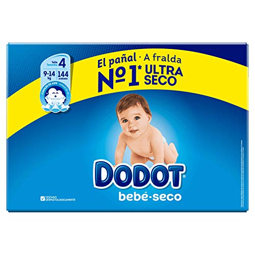 Dodot Bebé-Seco Pañales Talla 4, 144 Pañales, con Canales de Aire