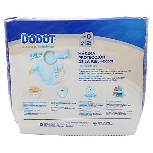 DODOT Sensitive pañales recién nacido <3 kgs talla 0 paquete 24 uds