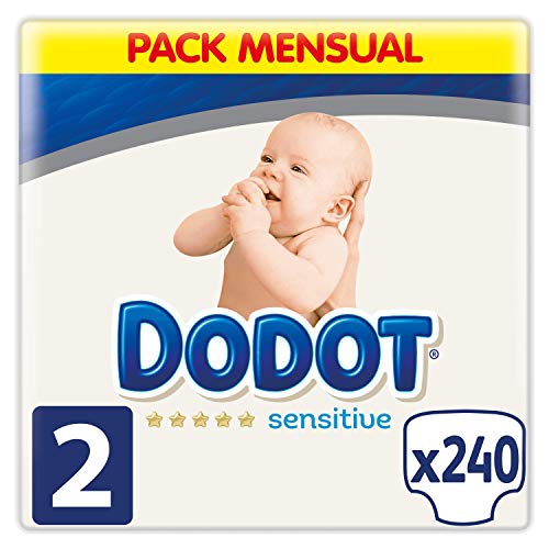 DODOT Sensitive Pañales Talla 2, 240 Pañales, 4-8 Kg