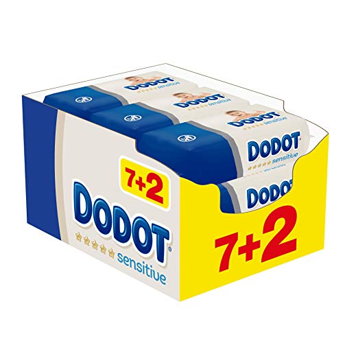 Dodot Sensitive Toallitas para Bebé, 9 paquetes de 54 unidades, 486 toallitas