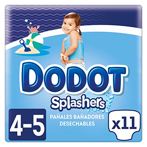 Dodot Splashers - 11 Pañales Bañadores Desechables, 9 a 15 kg, No Se Hinchan Y Fácil de Quitar, Talla 4