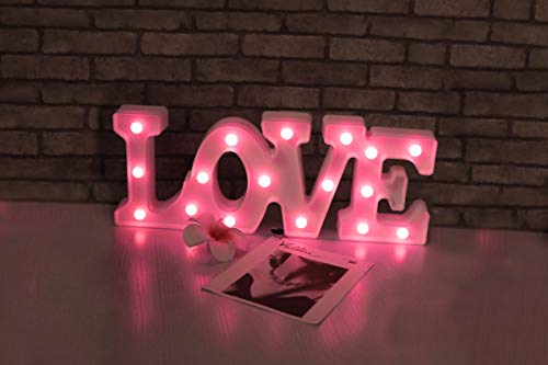 DON LETRA - Lámparas Decorativas de Love Decoración Iluminación Lámpara de Mesa de Luz LED Decoración de Fiesta Lámpara de la Habitación (Love - Rosa)