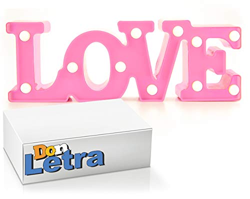 DON LETRA - Lámparas Decorativas de Love Decoración Iluminación Lámpara de Mesa de Luz LED Decoración de Fiesta Lámpara de la Habitación (Love - Rosa)