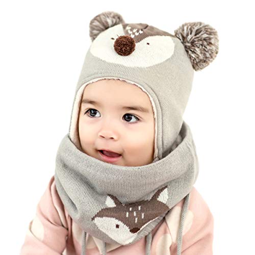 DORRISO Linda Sombrero y Bufanda Niño Niña Primavera Otoño Invierno Calentar Pequeña Zorro Gorro Bufanda Sombrero de Niño