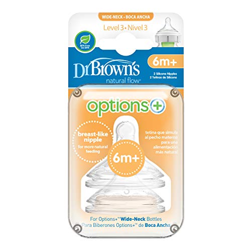 Dr Brown's OPTIONS PLUS - Tetinas para Biberon (Paquete de 2) (Nivel 3)