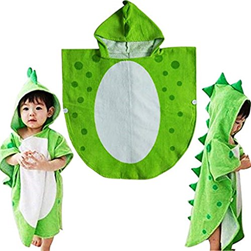 Drcool Toalla de baño de los niños Bata de los niños con Capucha Playa Natación Poncho Patrón de Dinosaurio