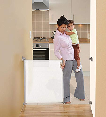 Dreambaby® G8201BB (0-140cm) - Barrera de Seguridad Extensible/Retráctil para Puertas y Escaleras. Extra Alta, Reubicable, para Uso en Interiores y Exteriores. Nueva Versión 2019! (Color: Blanco)