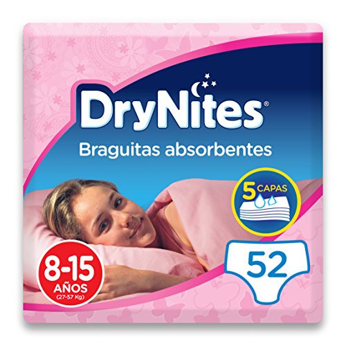 DryNites - Braguitas absorbentes para niña - 8-15 años (27-57 kg), 4 paquetes x 13 uds (52 unidades)