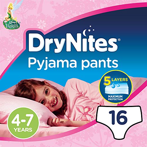 DryNites - Braguitas absorbentes para niñas de 4 – 7 años, 16 unidades